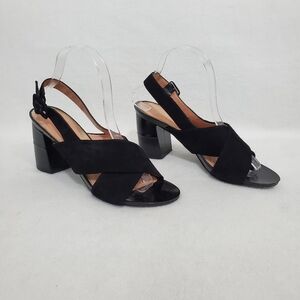 Robert Clergerie Marlon Black Suede Slingback Sandals
